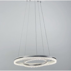 Белая LED люстра на 2 кольца с хромированной полоской | Line F | Арт. A55060/2P WT+CH 