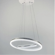 Белая LED люстра на 2 кольца с хромированной полоской | Line F | Арт. A55060/2P WT+CH 