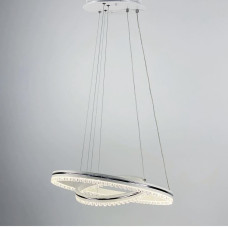 Белая LED люстра на 2 кольца с хромированной полоской | Line F | Арт. A55060/2P WT+CH 