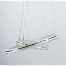 Белая LED люстра на 2 кольца с хромированной полоской | Line F | Арт. A55060/2P WT+CH 