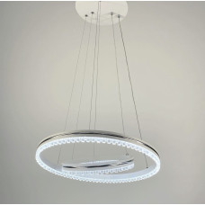 Белая LED люстра на 2 кольца с хромированной полоской | Line F | Арт. A55060/2P WT+CH 