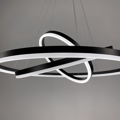 LED люстра на три кільця у чорному каркасі | Арт. G 68 BK | Line F