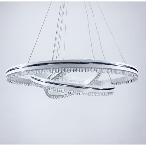 Белая LED люстра на 3 кольца с хромированной полоской | Line F | Арт. A55060/3P WT+CH 