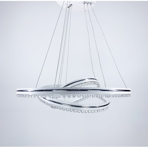 Белая LED люстра на 3 кольца с хромированной полоской | Line F | Арт. A55060/3P WT+CH 
