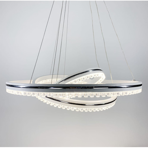 Белая LED люстра на 3 кольца с хромированной полоской | Line F | Арт. A55060/3P WT+CH 