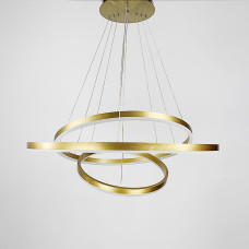 Cучасна люстра на три кільця у золотому каркасі Line.F  Діаметр 80+60+40 см