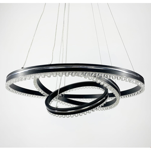 Чорна LED люстра на 3 кільця з хромованою смужкою Line.F A 55060/3P BK+CR
