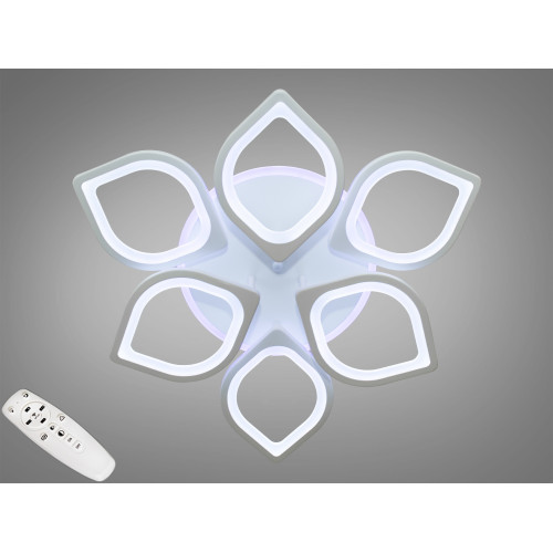 Люстра під стелю з діммером і LED підсвічуванням, 115W, біла люстра (арт. S8073/3+3WH 3col dim)