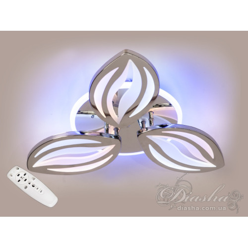 Потолочная люстра с диммером и LED подсветкой, цвет хром, 65W (арт. 8092/3HR 3col dim)