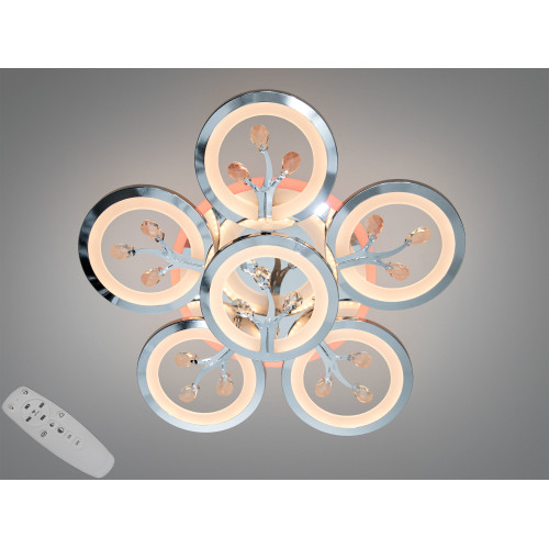 Потолочная LED-люстра с диммером и подсветкой, 90W (арт. 8135/5+1HR 3col dim)