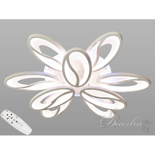 Потолочная LED-люстра с диммером и подсветкой, 150W (арт. 8090/6+3WH 3col dim)