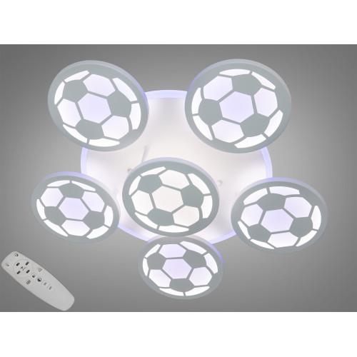 Сучасна LED люстра футбольний м`яч, 105W, біла (арт. 8065/5+1WH 3col dim)