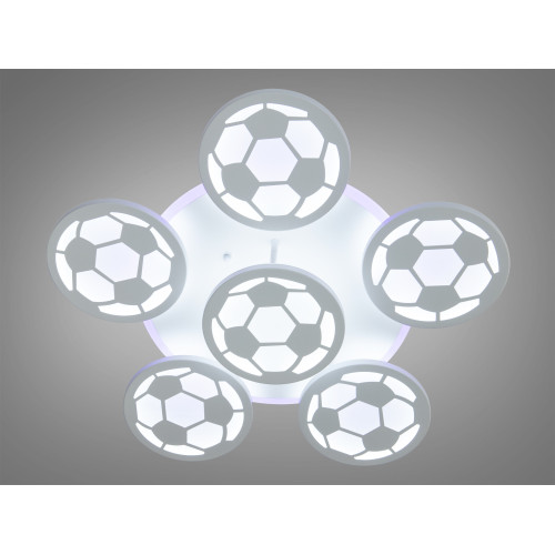Сучасна LED люстра футбольний м`яч, 105W, біла (арт. 8065/5+1WH 3col dim)
