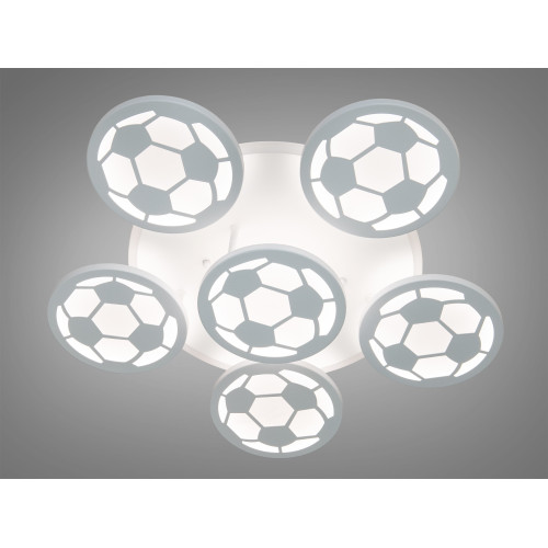 Сучасна LED люстра футбольний м`яч, 105W, біла (арт. 8065/5+1WH 3col dim)
