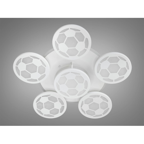 Сучасна LED люстра футбольний м`яч, 105W, біла (арт. 8065/5+1WH 3col dim)