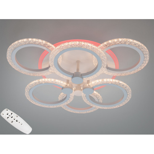 Люстра потолочная LED Diasha белая 6 колец 74W (арт. A8180/3+3BK 3col dim)