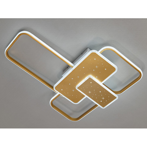 Сучасна стельова світлодіодна люстра з пультом, 105 Вт, золото (арт. 2449G dimmer)