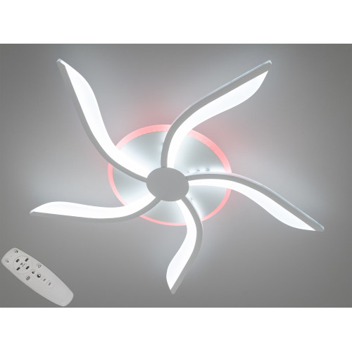 Стельова led люстра з пультом, підсвіткою, 53W, біла (арт. 2480/5WH 3col dim)