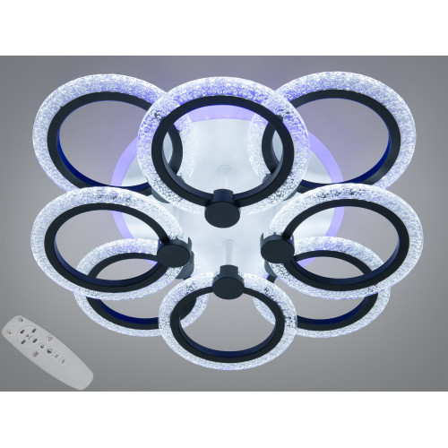 Потолочная люстра Diasha черная LED 92W 8 колец (арт. A8180/4+4BK 3col dim)