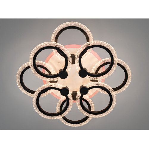 Потолочная люстра Diasha черная LED 92W 8 колец (арт. A8180/4+4BK 3col dim)