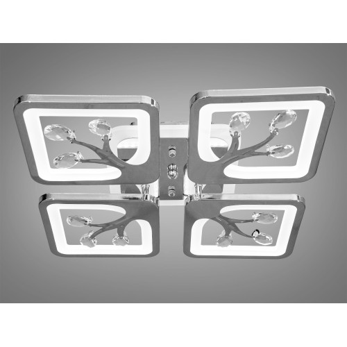 Дизайнерська новинка люстра led з диммером, підсвічуванням, хром, 85W (арт. S8157/4HR 3col dim)