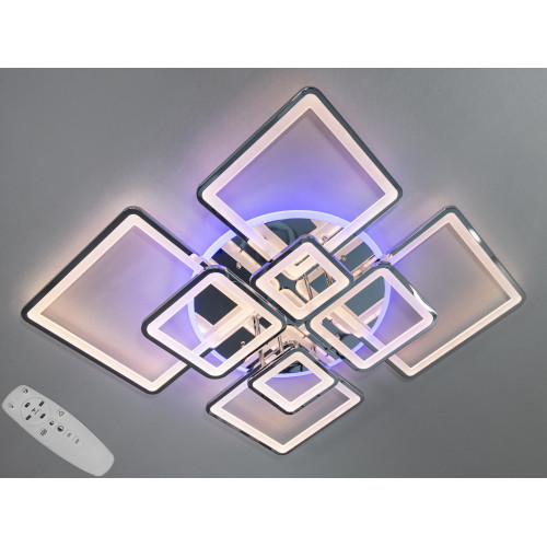 Сучасна LED люстра з пультом, диммером та підсвіткою, 225W, хром (арт. 8160/8G LED 3color dimmer)