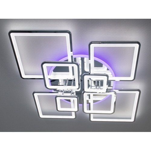 Сучасна LED люстра з пультом, диммером та підсвіткою, 225W, хром (арт. 8160/8G LED 3color dimmer)