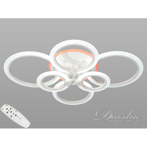 Потолочная люстра с диммером и LED подсветкой, 105W (арт. A8022/6WH 3col dim)