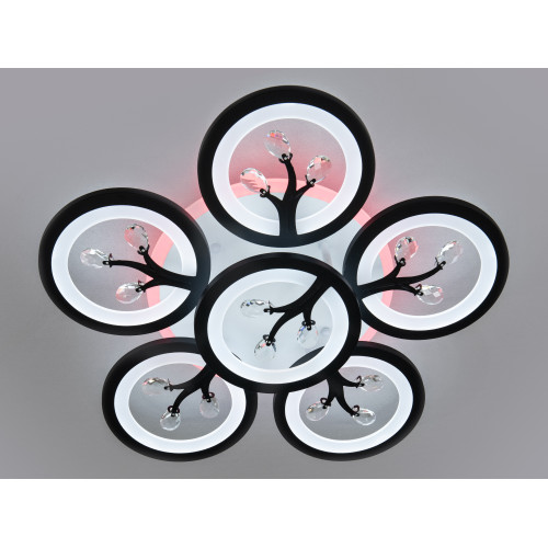 Потолочная LED-люстра с диммером и подсветкой, 90W (арт. 8135/5+1BK 3col dim)