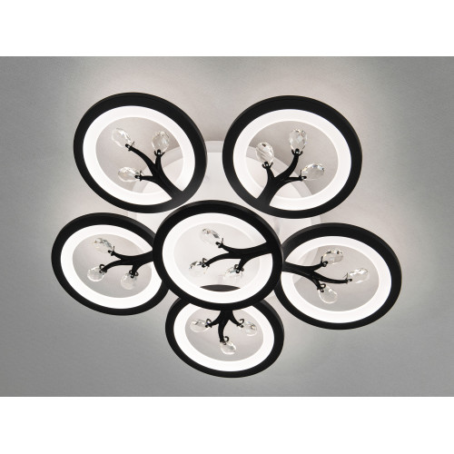 Потолочная LED-люстра с диммером и подсветкой, 90W (арт. 8135/5+1BK 3col dim)