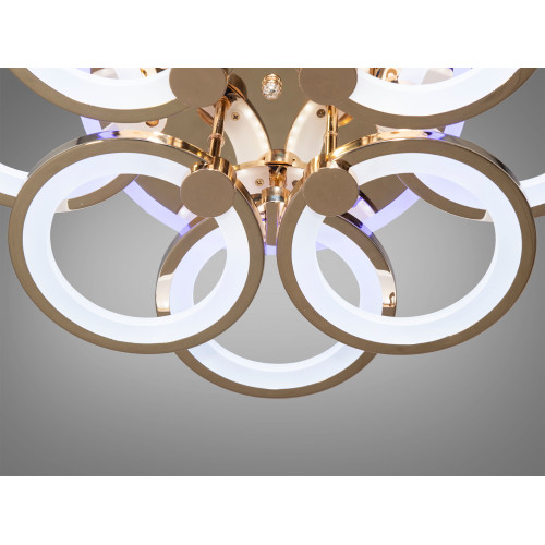Стельова лед люстра з пультом і LED підсвічуванням, 125W, золото (арт. 8022/4+4G 3col dim)