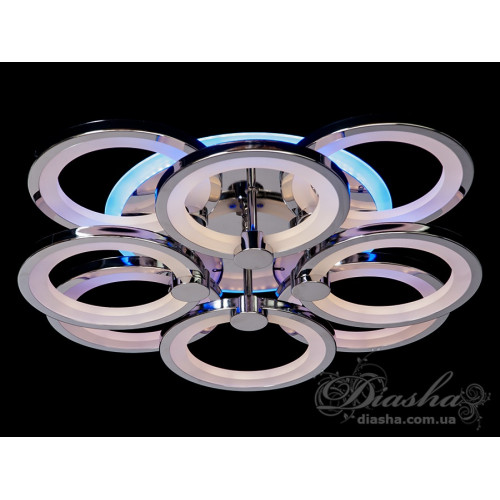 Потолочная люстра с диммером и LED подсветкой, цвет хром, 125W (арт. 8022/4+4HR 3col dim)