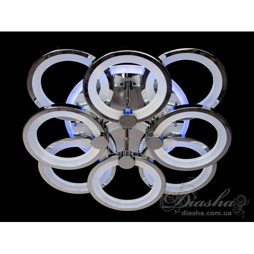 Потолочная люстра с диммером и LED подсветкой, цвет хром, 125W (арт. 8022/4+4HR 3col dim)