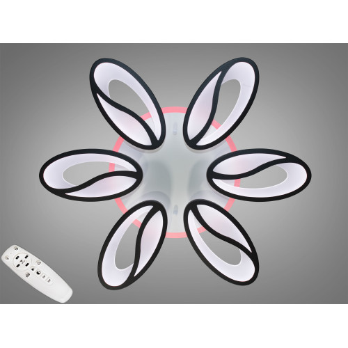 Потолочная LED-люстра с диммером и подсветкой, 105W (арт. 8090/6BK 3col dim)