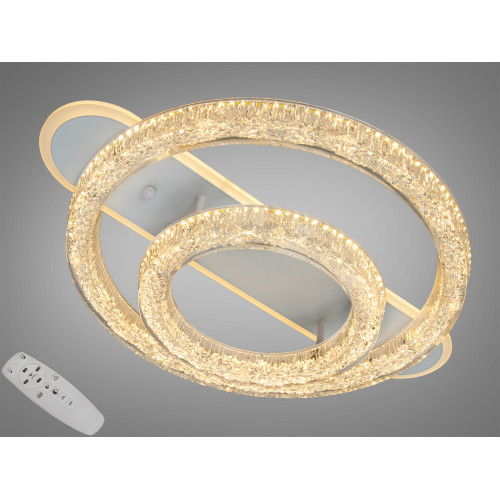 Стельова LED люстра 2 кільця біла 80W пульт 14 м2 (арт. 9711/500+300BK)