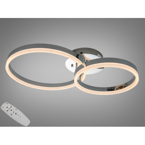 Потолочная люстра LED хром 50W два кольца пульт (арт. 2539HR dimmer)