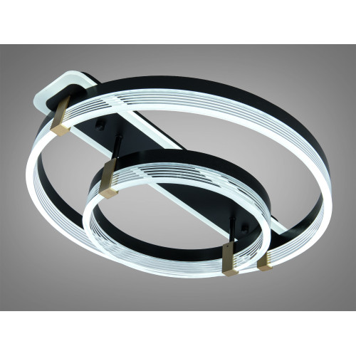 Стельова LED люстра біла 58W два кільця димер ПДУ (арт. 5248/500+300BK)