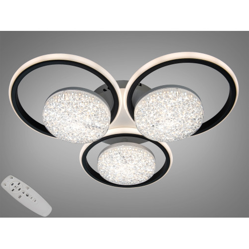 Стельова LED люстра кільця біла чорна 82Вт пульт (арт. 2563WH+BK DIMMER)