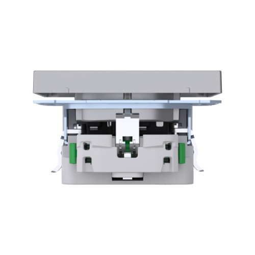 Розетка силова 2К+З, 16А, з USB 2.4A, тип А+А, гвинт.затиск, шторки, Нержавіюча сталь, пластик, D-Life Merten MTN2366-6036