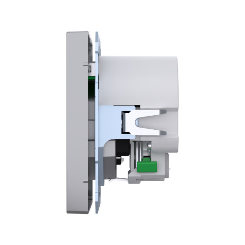Розетка силова 2К+З, 16А, з USB 2.4A, тип А+А, гвинт.затиск, шторки, Нержавіюча сталь, пластик, D-Life Merten MTN2366-6036