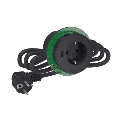Розетка в стіл 220в з USB тип А, антрацит, Schneider Electric INS44005