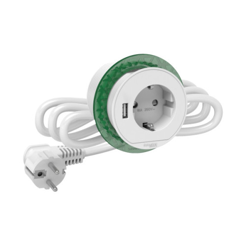 Розетка в стіл 220в з USB тип А, білий, Schneider Electric INS44004