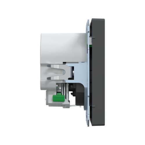 Розетка силова 2К+З, 16А, з USB 3A, тип А+C, гвинт.затиск, шторки, Антрацит, пластик, D-Life Merten MTN2367-6034