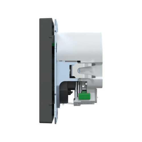 Розетка силова 2К+З, 16А, з USB 3A, тип А+C, гвинт.затиск, шторки, Антрацит, пластик, D-Life Merten MTN2367-6034