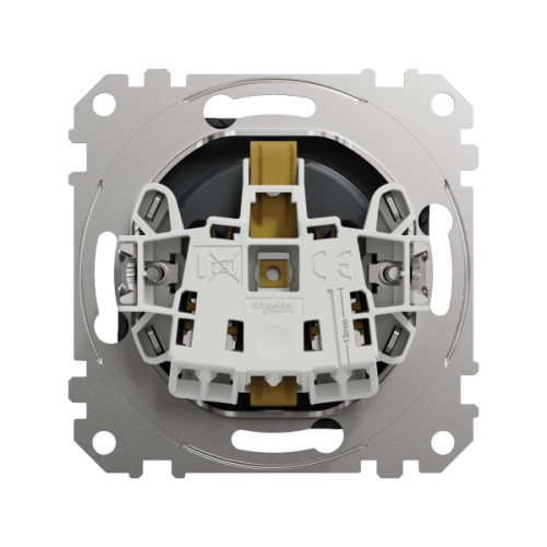 Розетка силова з заземленням, 16A - 250В зі шторками, Чорний, Sedna Design SDD114022