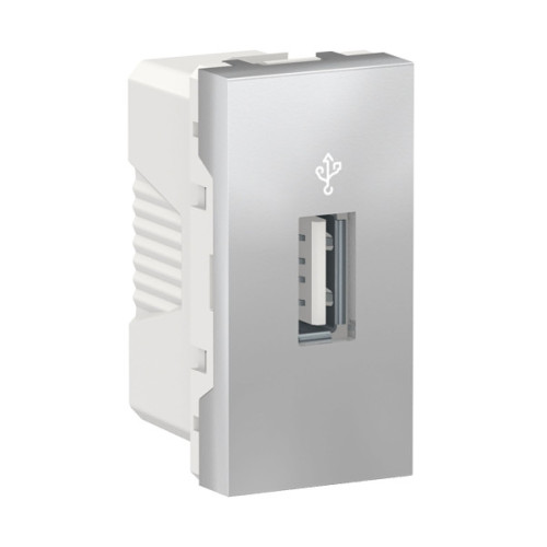 Розетка для передачі даних USB 2.0, 1 модуль, алюміній, Unica NEW NU342930