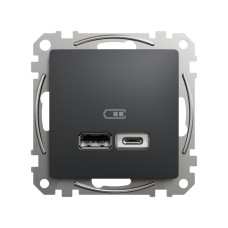 USB розетка A+C, 3 A, 45 Вт, Антрацит Sedna Design SDD114404