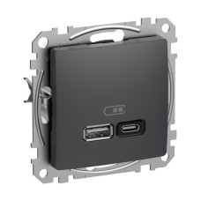 USB розетка A+C, 3 A, 45 Вт, Антрацит Sedna Design SDD114404