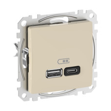 USB розетка A+C, 3 A, 45 Вт, Бежевий, Sedna Design SDD112404