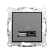 USB розетка А+С, 3 А, 45 Вт, антрацит, EPH2700471